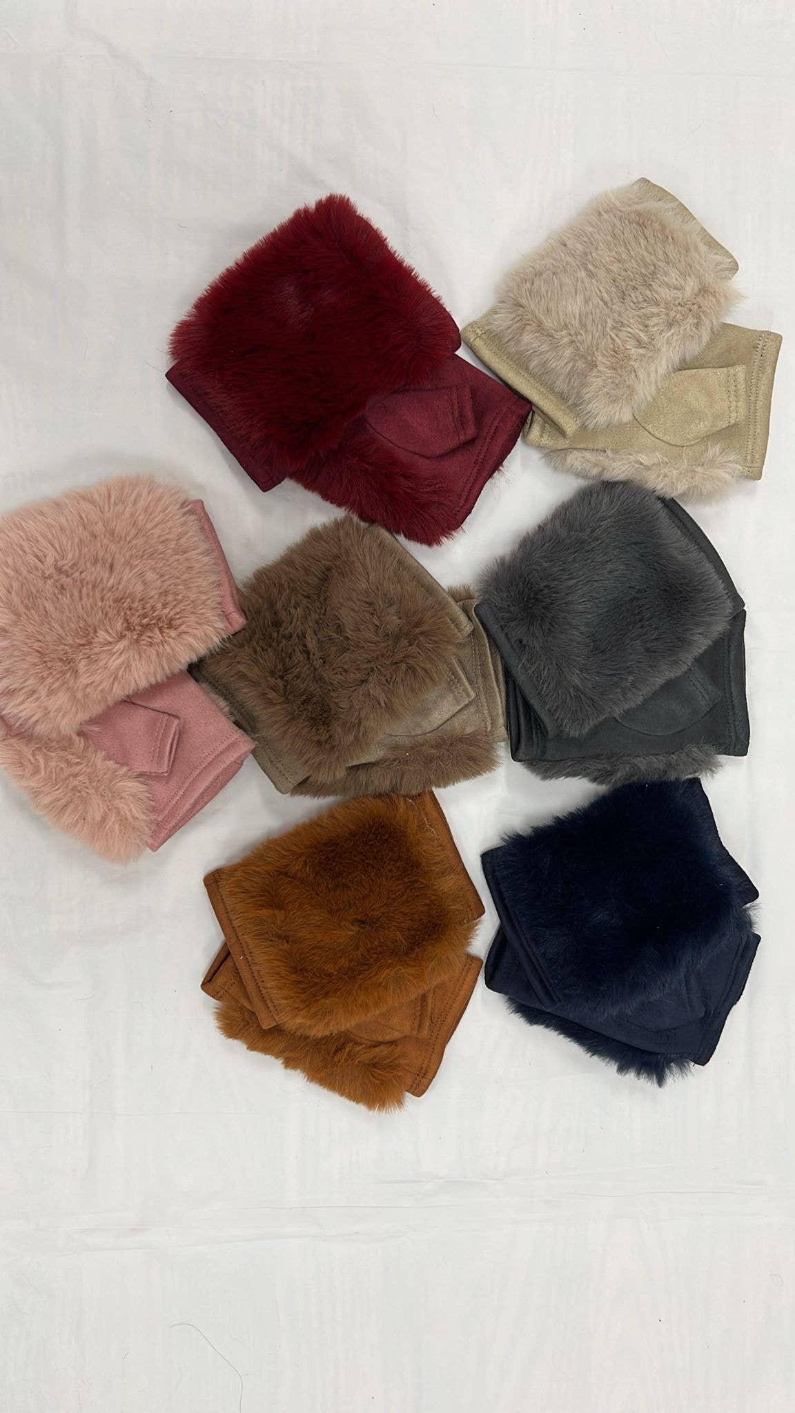 OFGL6 Faux Fur Fingerless Gloves LOOWIE