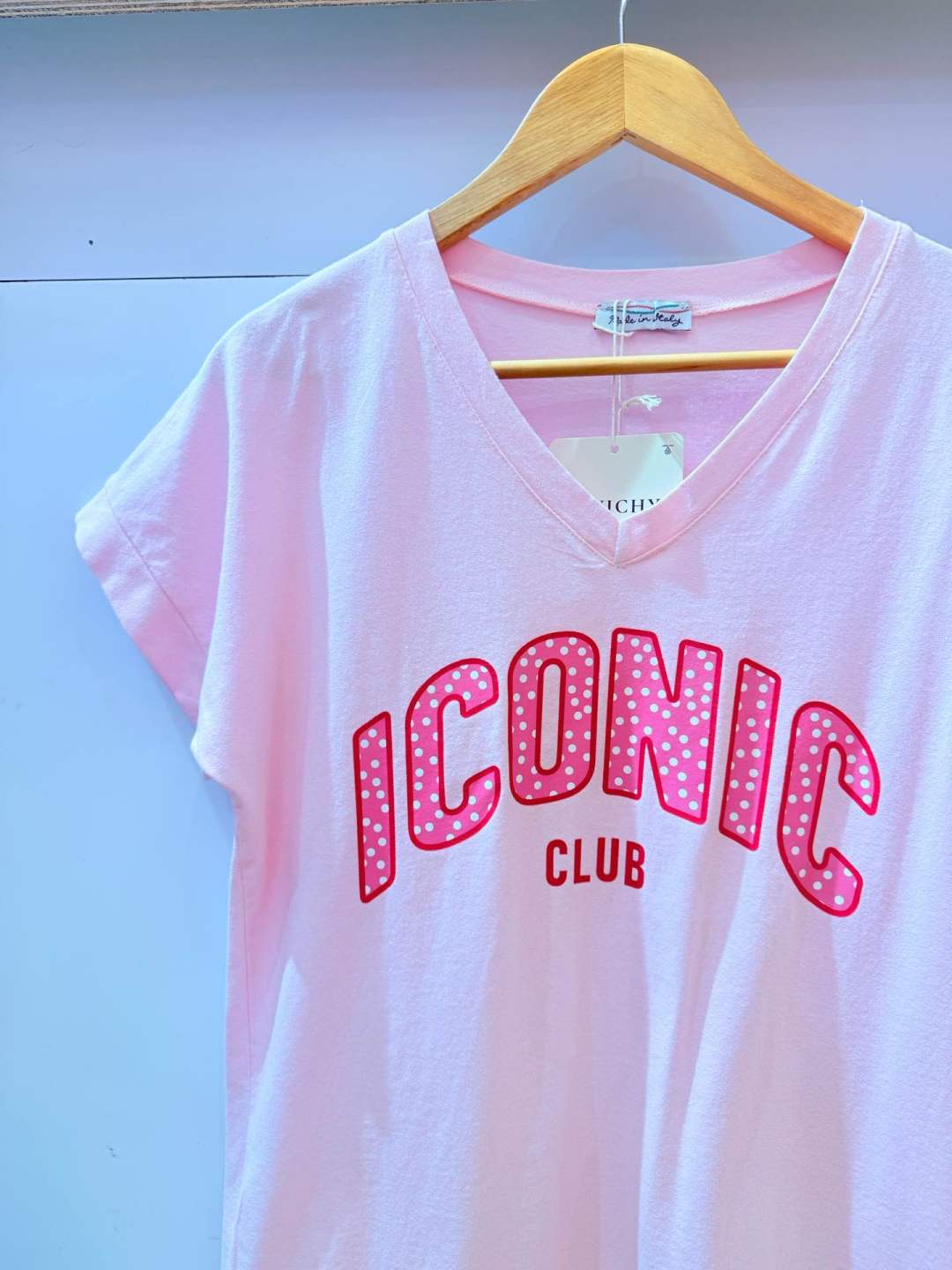 IV0085PK Cotton Iconic V-Neck T-Shirt Plus Size Pink