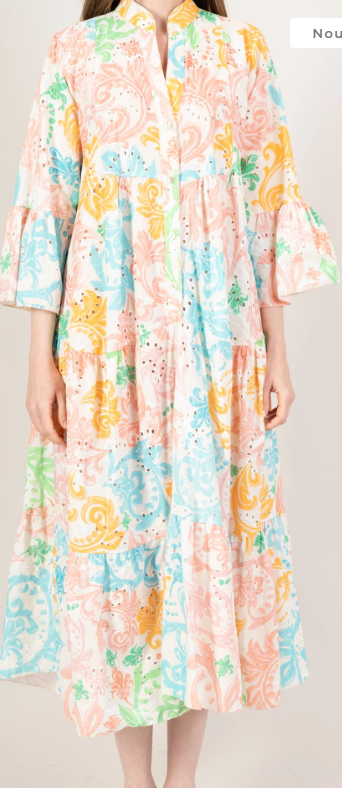 SVBFM One Size Vibrant Mauve Floral Patchwork Maxi Dress   (Copy)