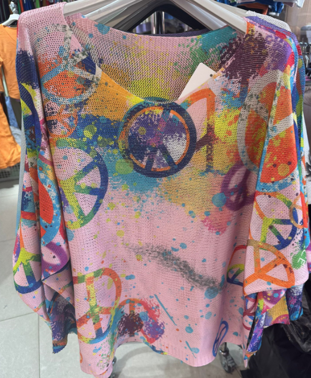 19P Pink Peace & Love Knit Printed Sweater LOOWIE