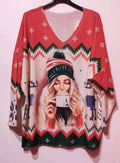 POW1 Italian Cozy Red Hot Cocoa Sweater One Size LOOWIE