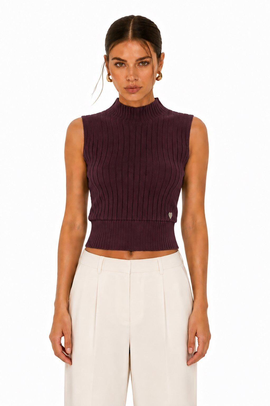 LURTS10 Purple Ribbed Turtleneck Sweater
