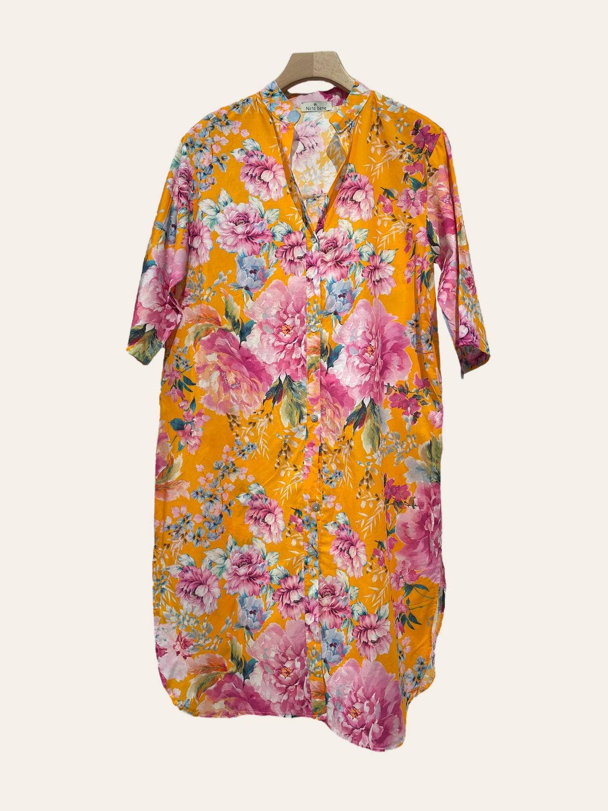R26 Orange  Italian Cotton Floral Shirt Dress LOOWIE