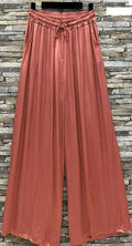 ELPRU Italian Rust Wide Legs Satin Feel Pants LOOWIE