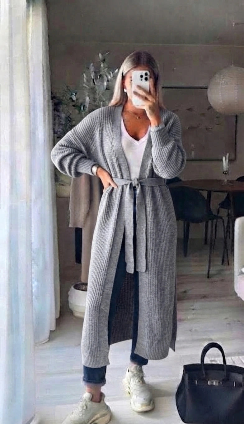 ESTXC5 Gray Extra Long Cardigan