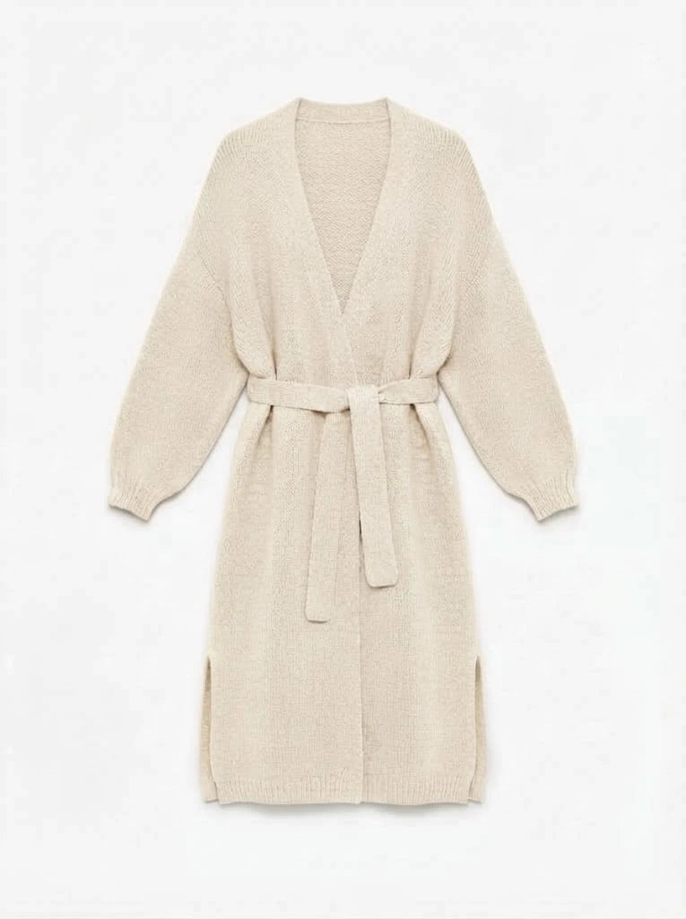 ESTXC6 Ivory Extra Long Cardigan