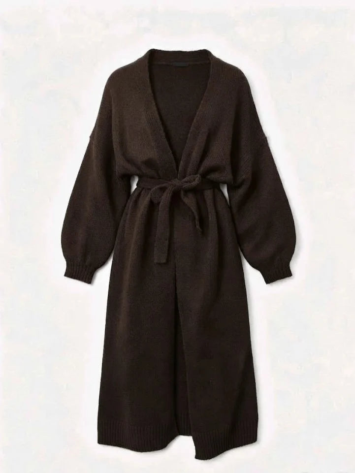 ESTXC1 Dark Brown Extra Long Cardigan