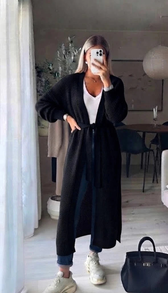 ESTXC2 Black Extra Long Cardigan
