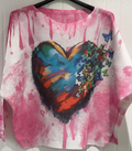 COHEAP Pink Heart Round Knit Printed Sweater LOOWIE