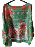 VIC2 Green Girl Christmas Round Knit Printed Sweater