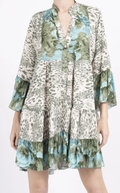 HL10O Italian One Size Olive Leopard Flowing Dress LOOWIE