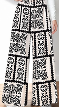 ELPIKB Italian Wide Legs Black Ikat Summer Pants LOOWIE