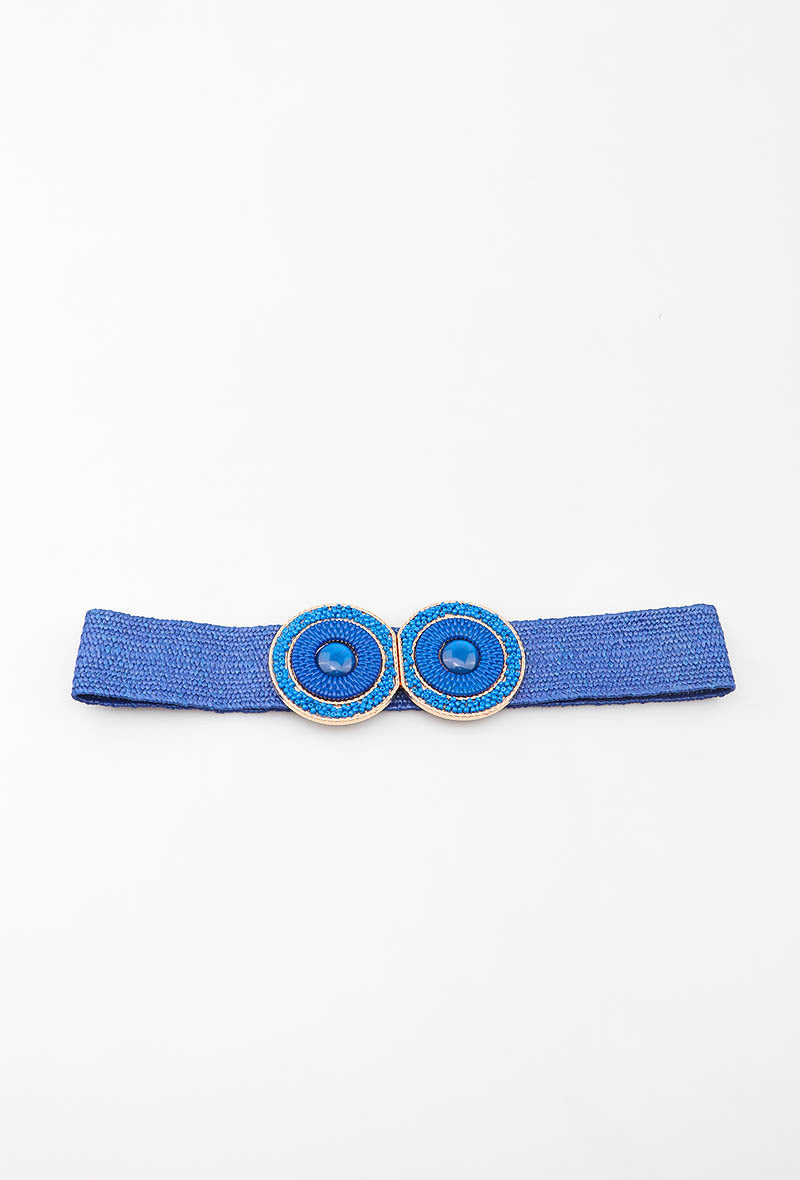 MAHBRC Herringbone Beaded Round Clasp Belt - Royal Blue