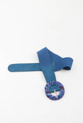 MAGRB Glitter Round Buckle Elastic Belt - Blue