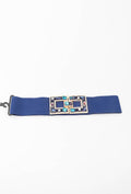 MAJDB Jeweled Double Buckle Elastic Belt - Blue