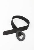 MAWOBS Wooden Oval Buckle Suede Elastic Belt - Black
