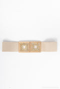 MAGDSC Glitter Double Square Clasp Elastic Belt - Gold