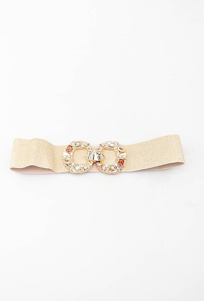 MAGDRC Gemstone Double-Ring Clasp Elastic Belt - Gold