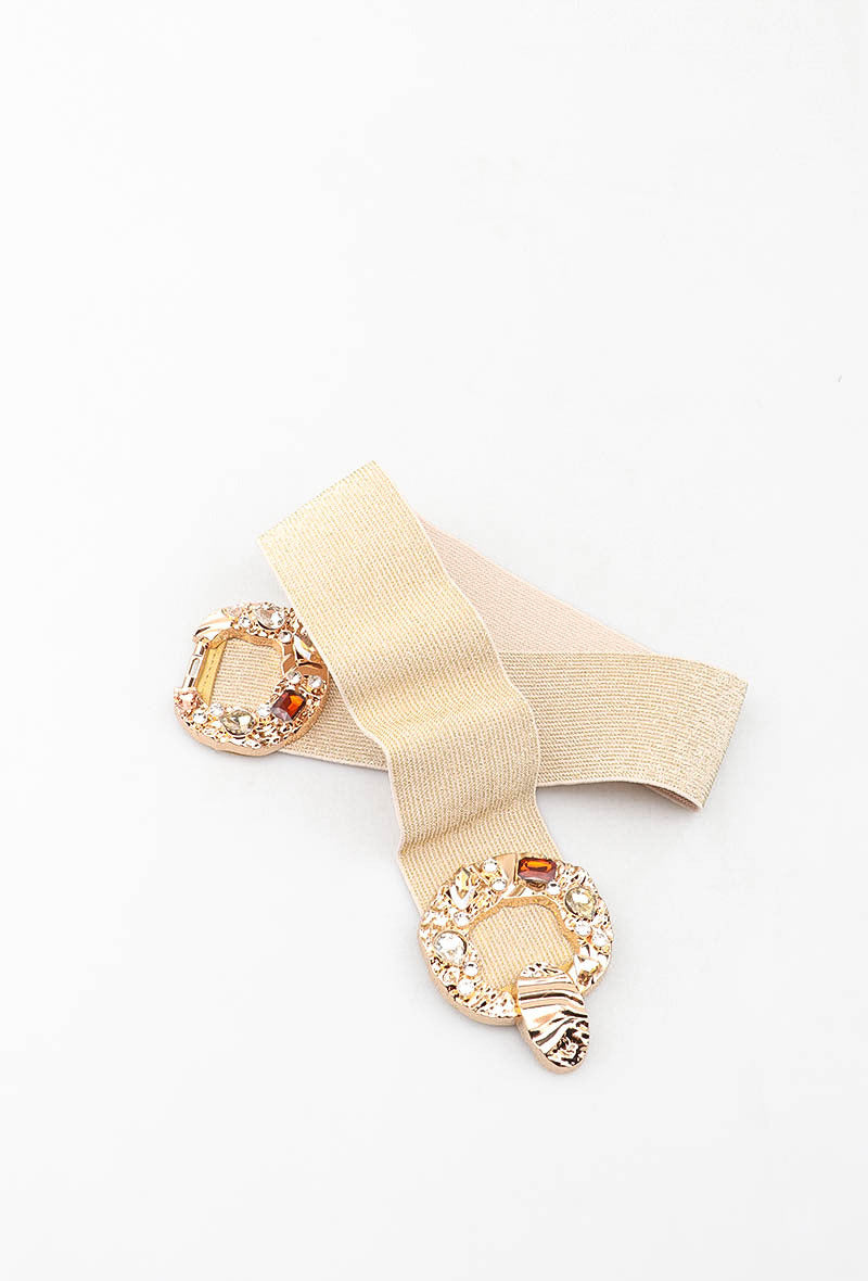 MAGDRC Gemstone Double-Ring Clasp Elastic Belt - Gold