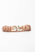 MAVRIC Velvet Ruched Interlocking Clasp Belt - Taupe