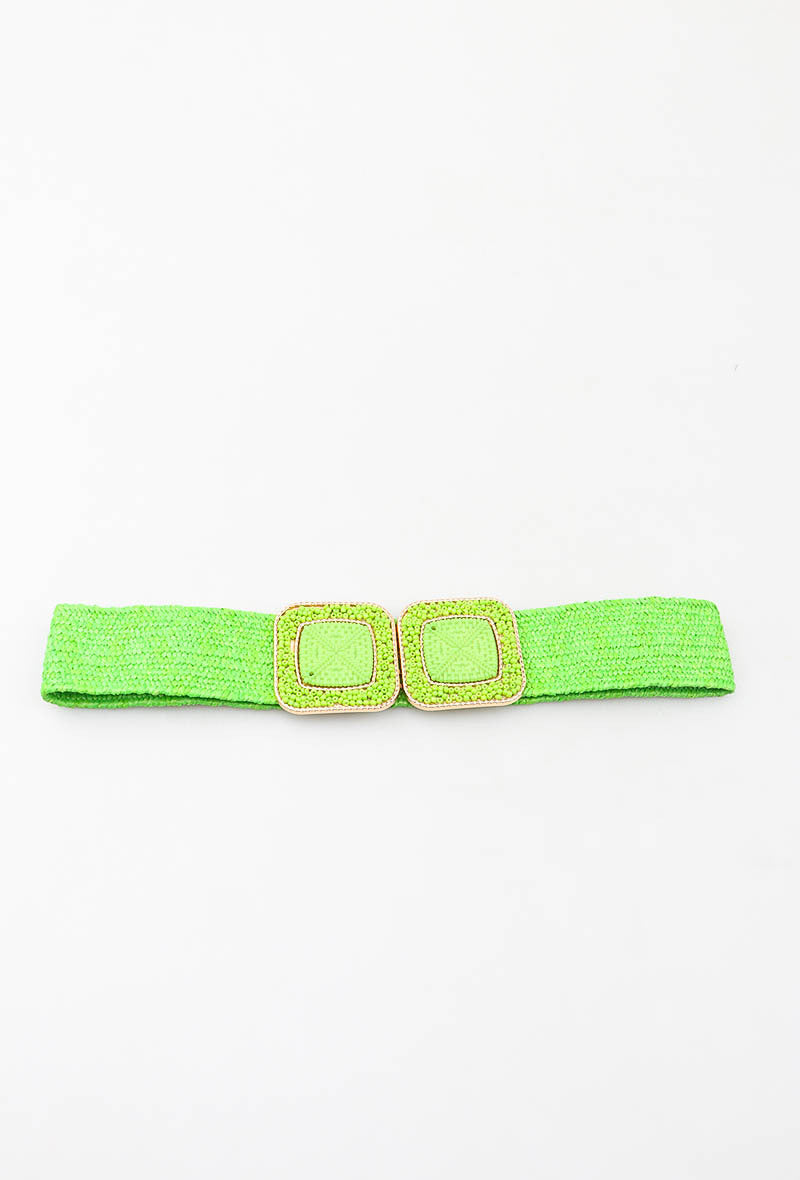 MAHBSC Herringbone Beaded Square Clasp Belt - Green