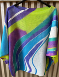 EUTIEB Blue Tie Dye Round Neck Knit Printed Sweater