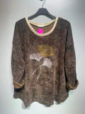 CO59 Brown Ginkgo Print Tunic