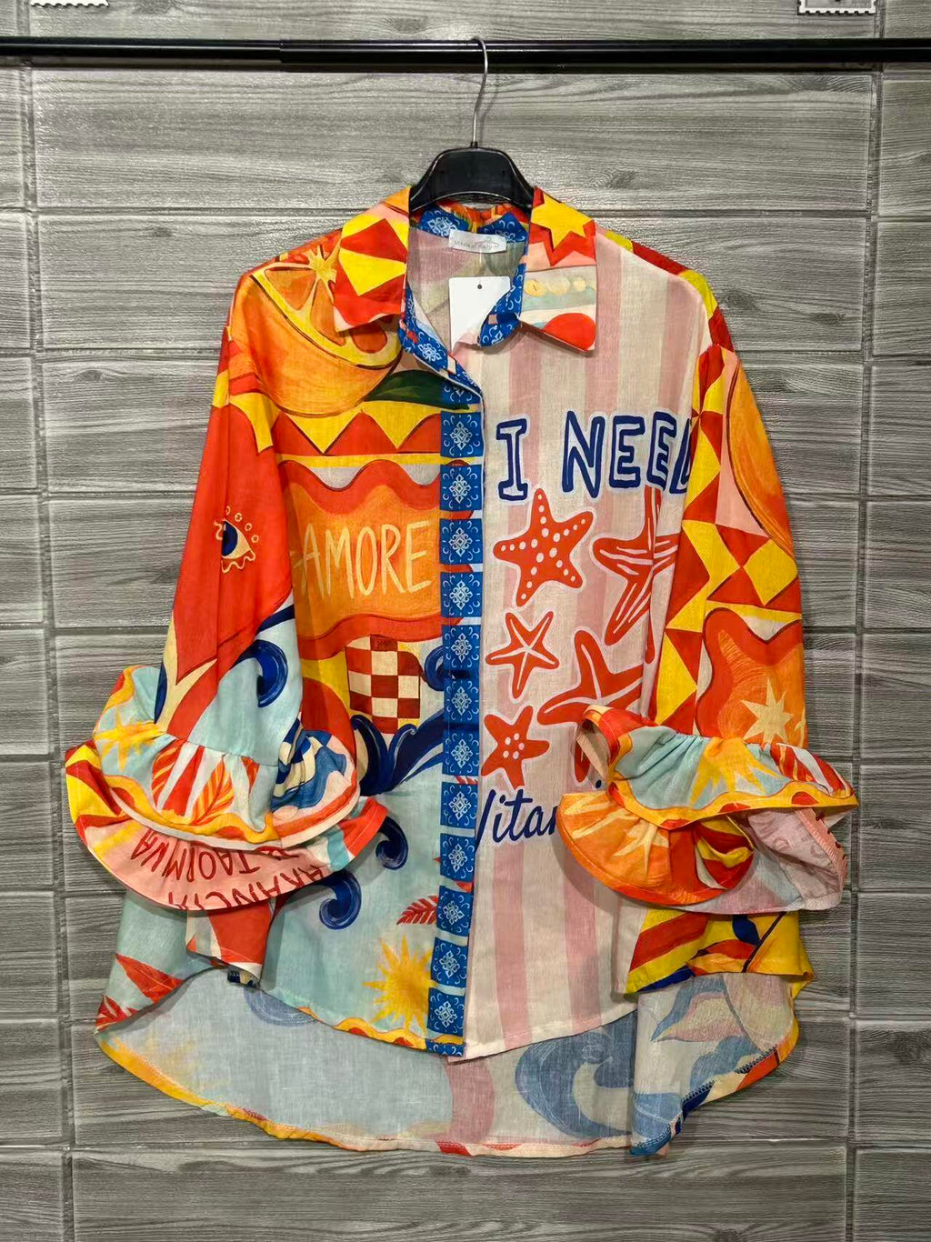 ZOSH12WH Amore Pop Print Shirt White