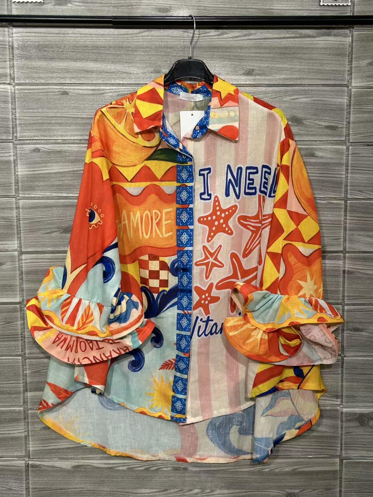 ZOSH12WH Amore Pop Print Shirt White