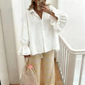 ESTCRS2 White Ruffle Sleeve Blouse