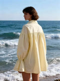 ESTCRS4 Light Yellow Ruffle Sleeve Blouse