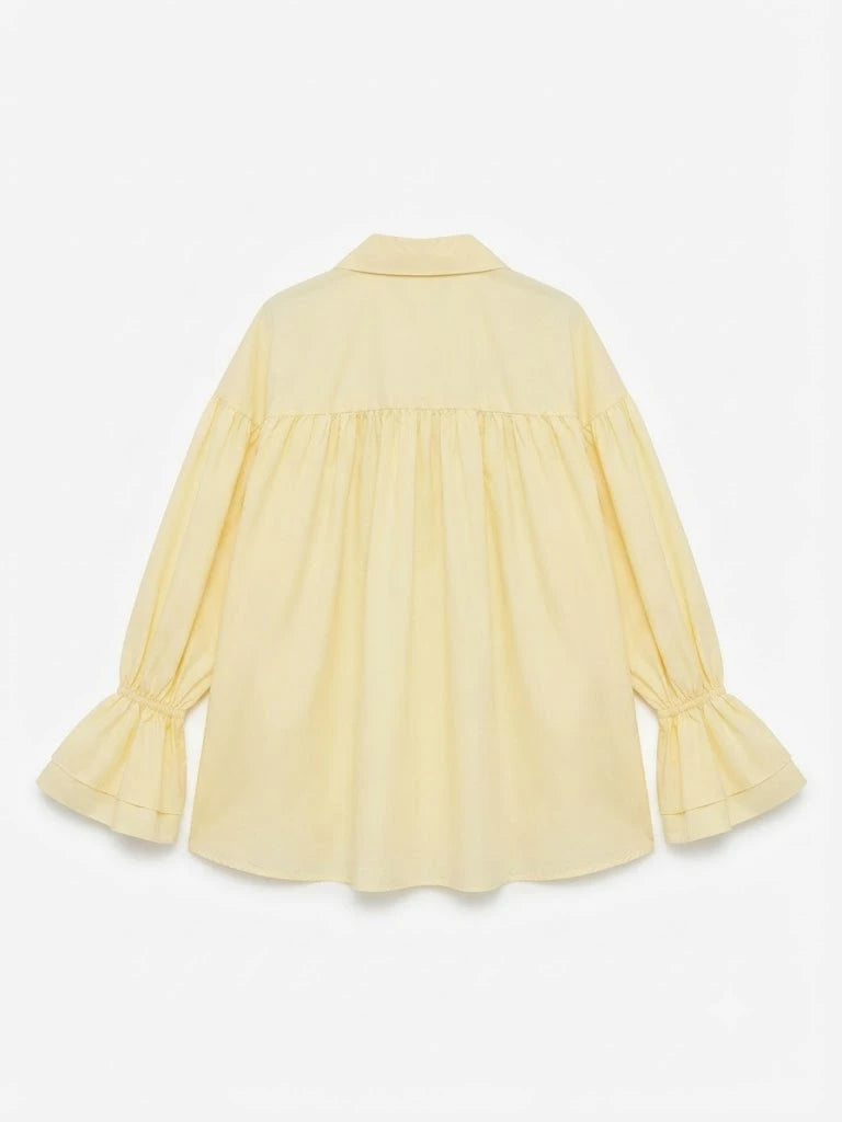 ESTCRS4 Light Yellow Ruffle Sleeve Blouse 3
