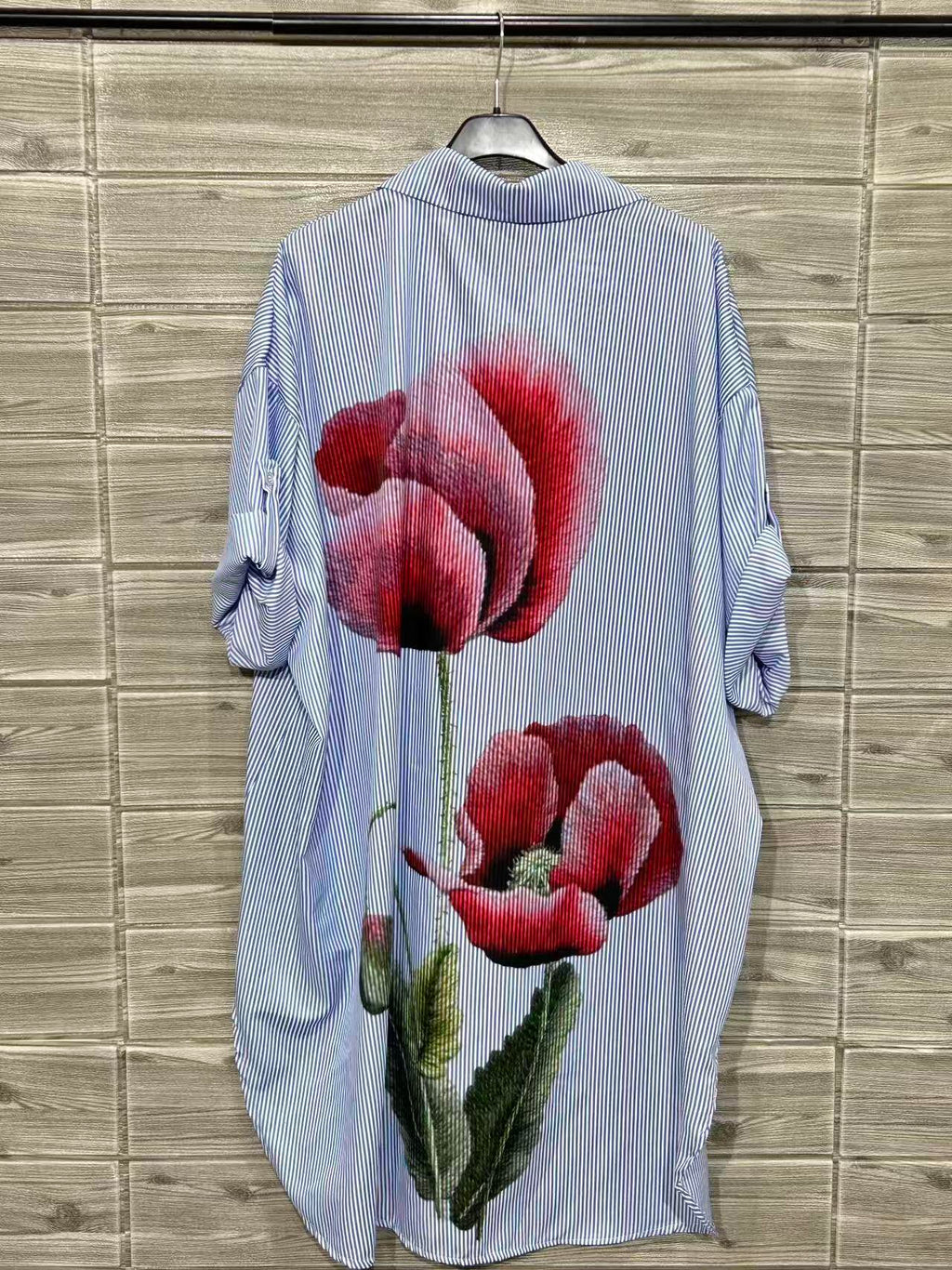 ZOPSSLB Printed Striped Shirt Light Blue