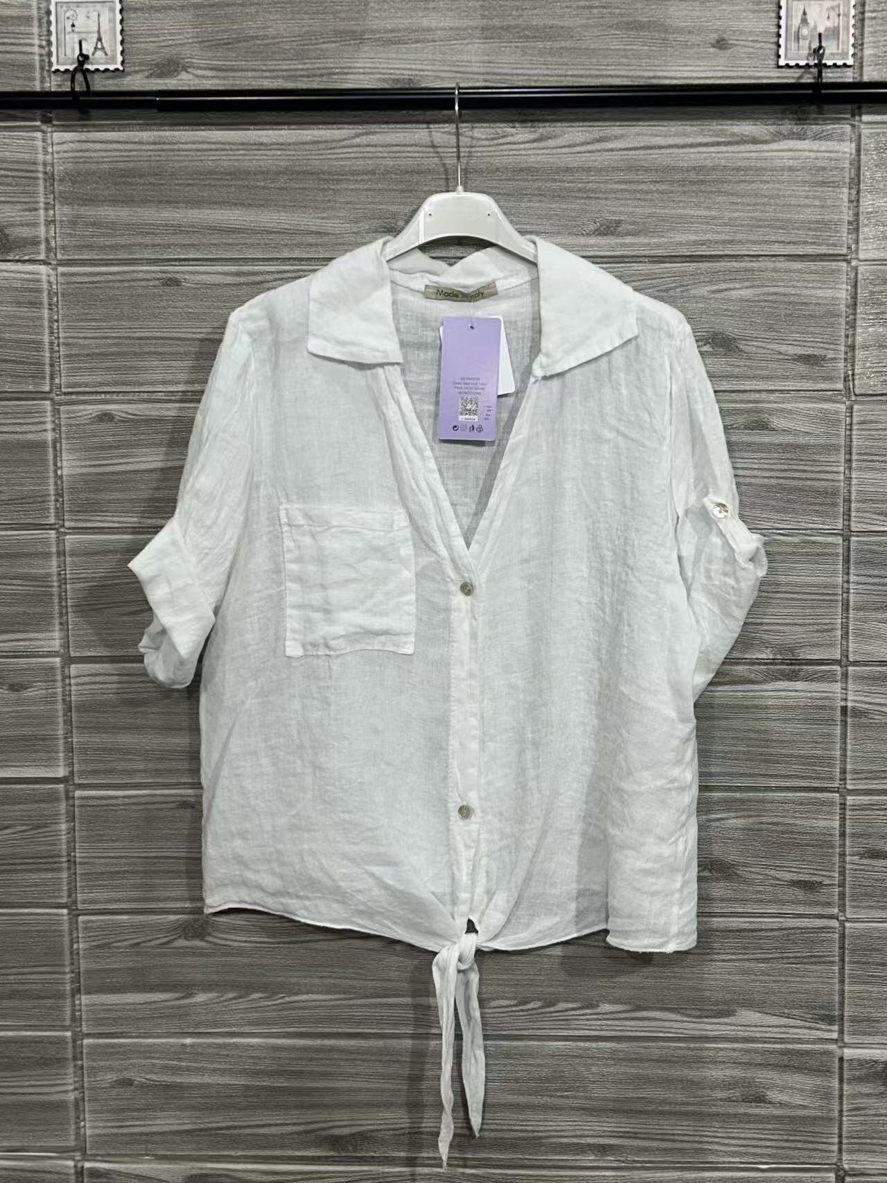 ZOPLSH2WH Pure Linen Pocket Shirt White
