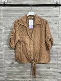 ZOPLSH2CM Pure Linen Pocket Shirt Caramel
