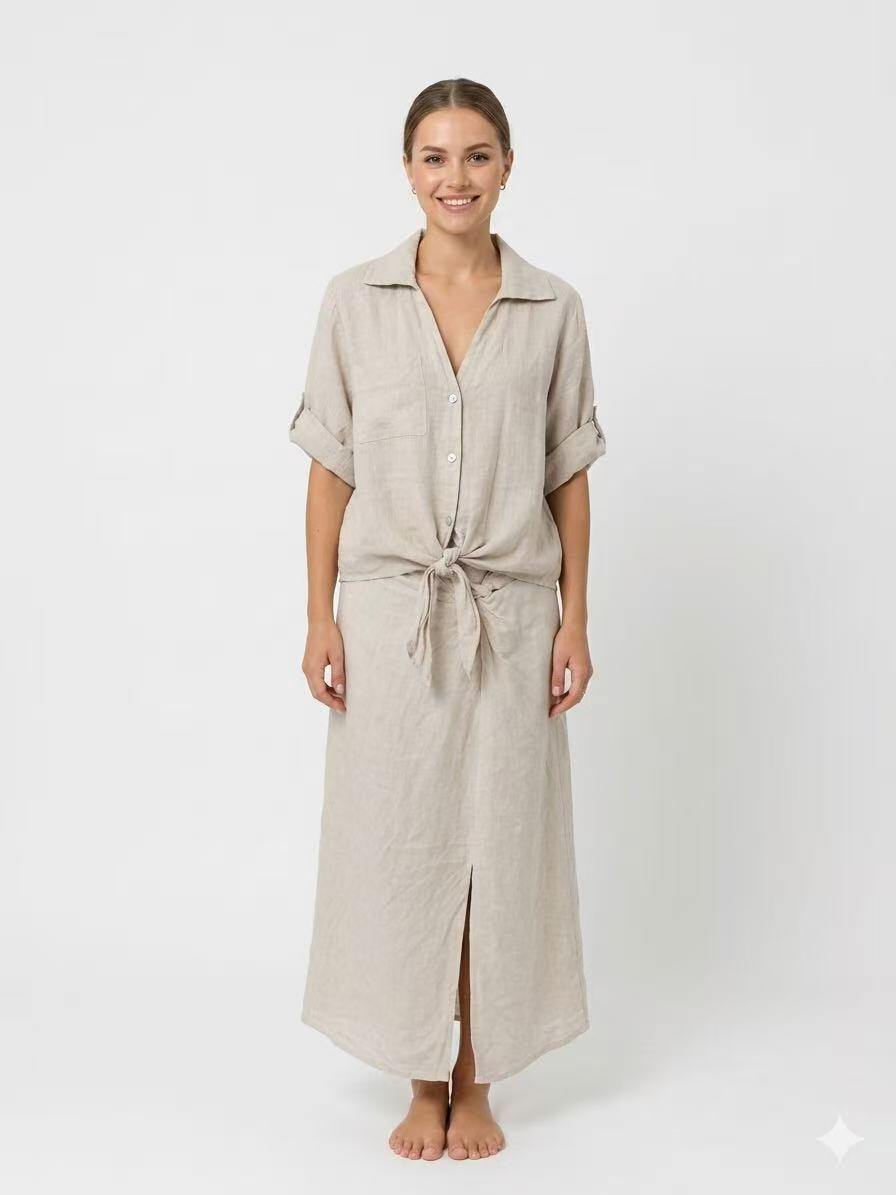ZOPLSH2EC Pure Linen Pocket Shirt Ecru