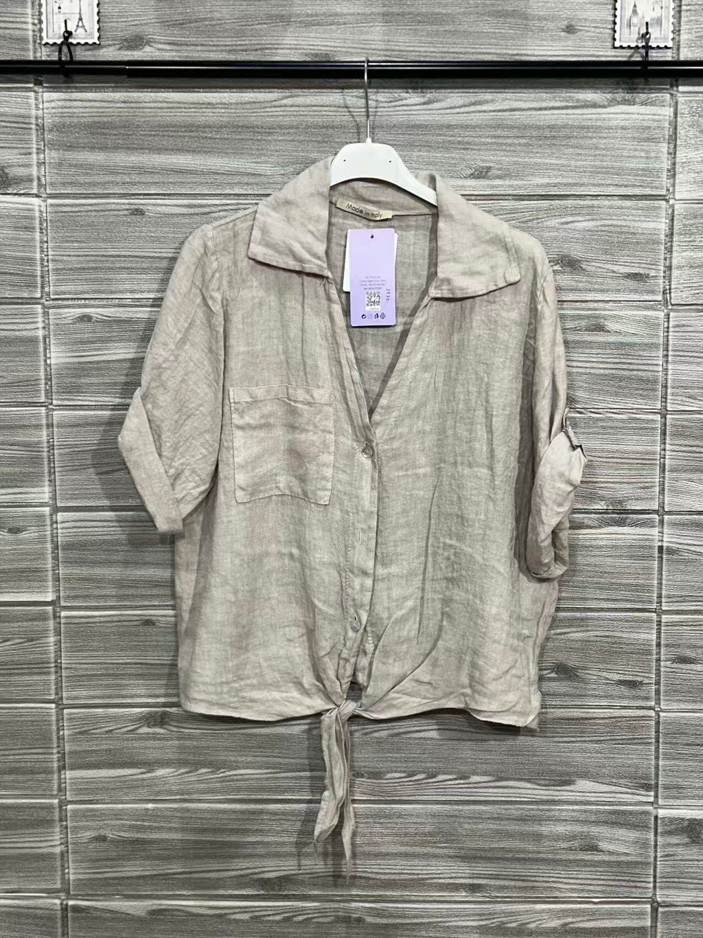 ZOPLSH2EC Pure Linen Pocket Shirt Ecru