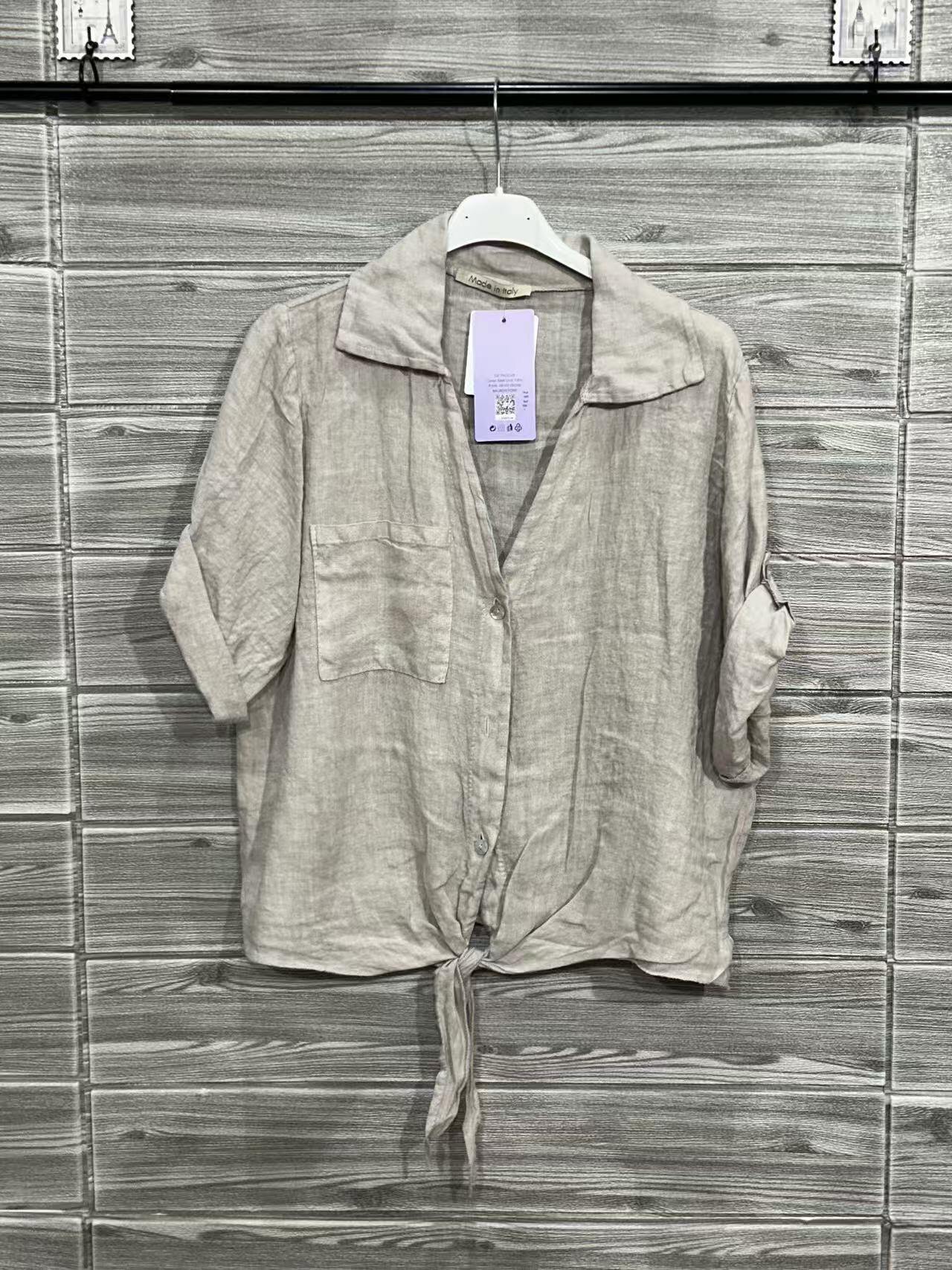 ZOPLSH2EC Pure Linen Pocket Shirt Ecru