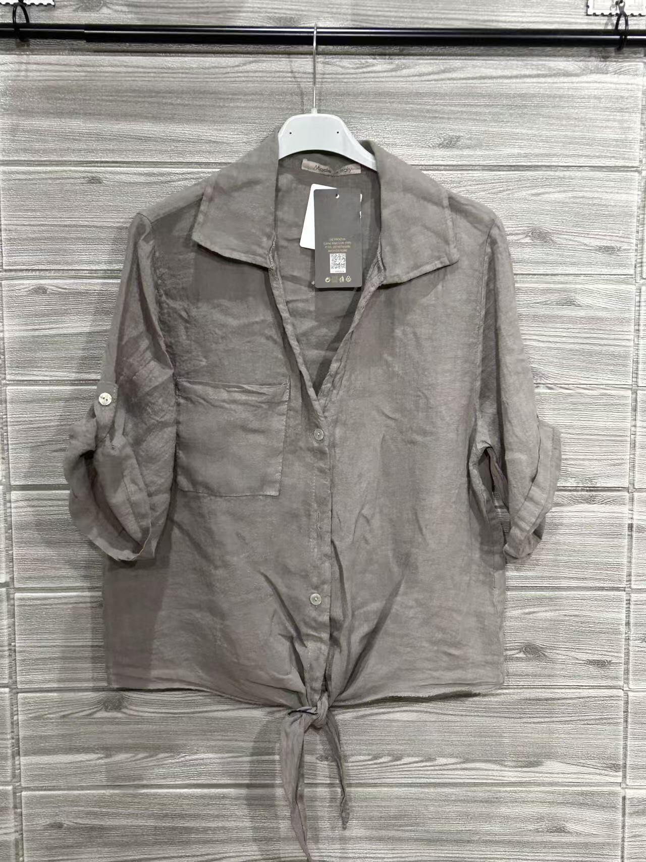 ZOPLSH2TP Pure Linen Pocket Shirt Taupe