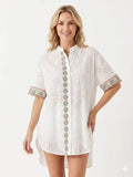 ZOEMBWH White Embroidered Cotton Shirt White