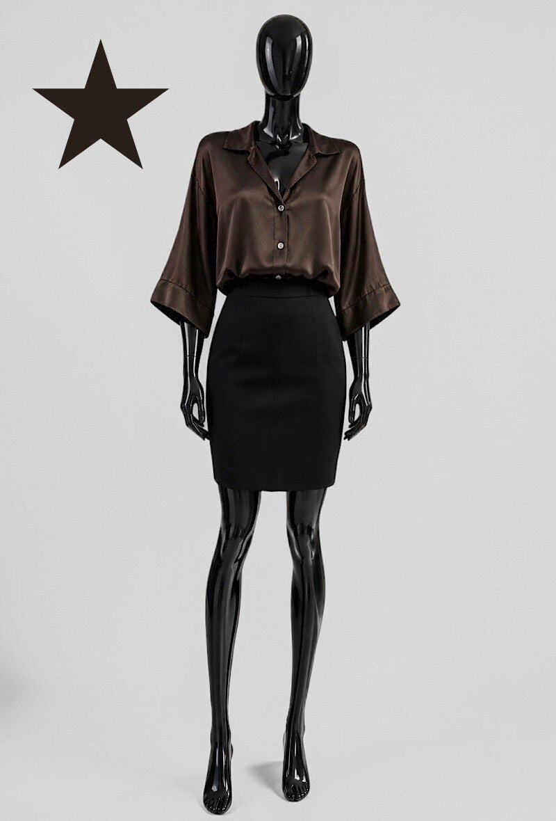 EL7 Dark Brown Satin Shirt