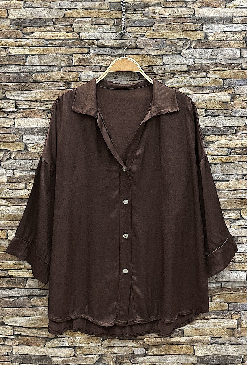 EL7 Dark Brown Satin Shirt