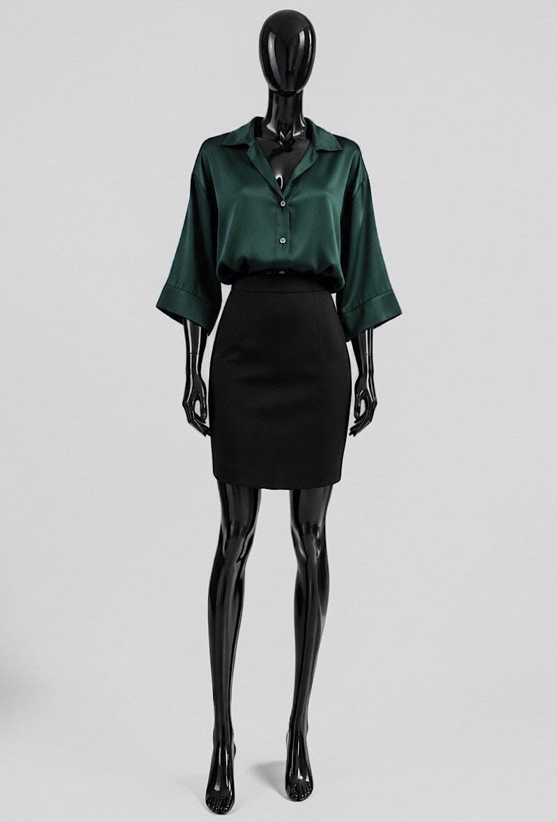 EL6 Bottle Green Satin Shirt