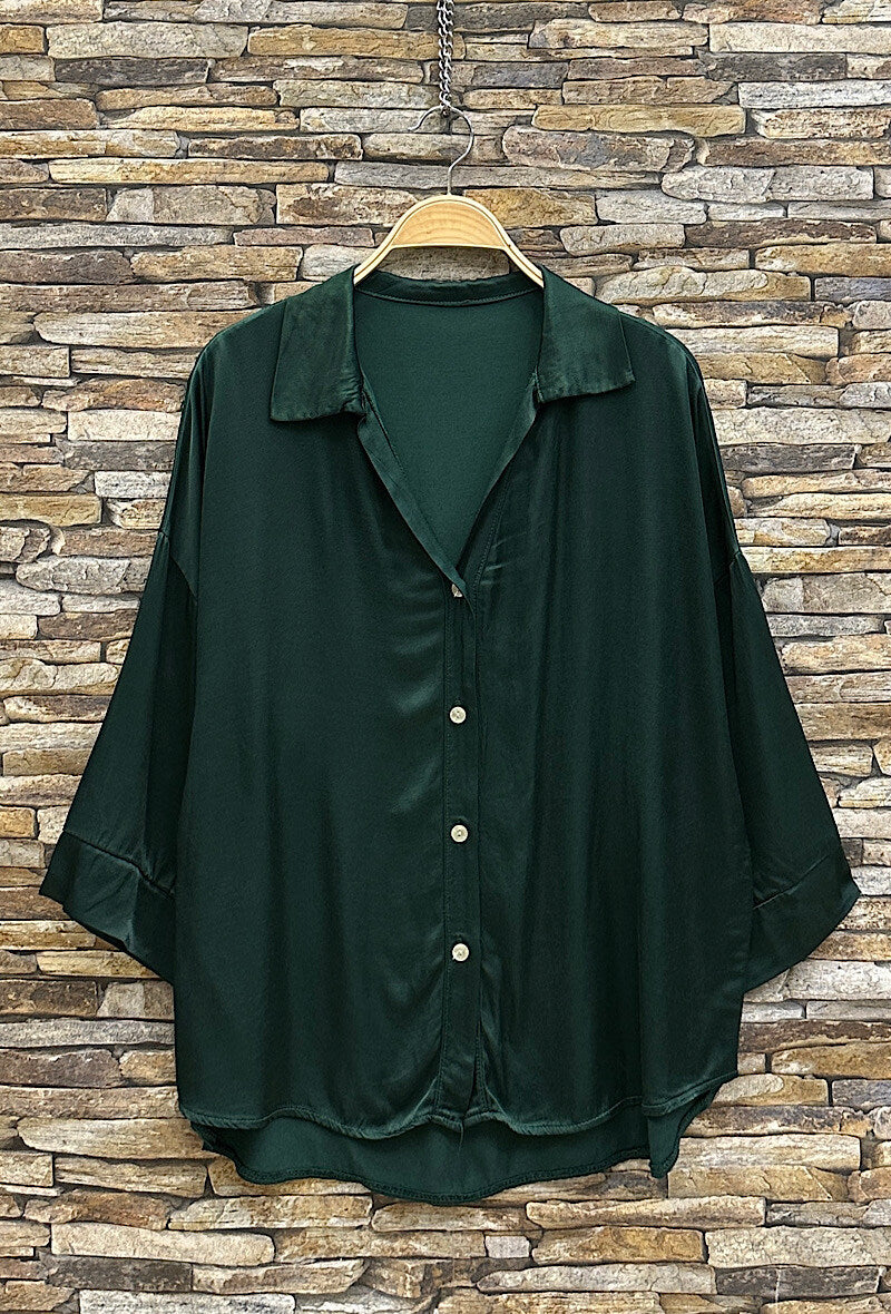 EL6 Bottle Green Satin Shirt