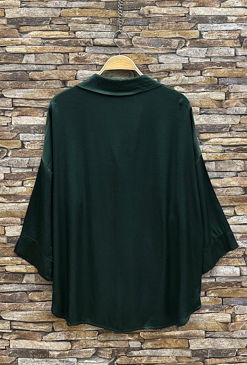 EL6 Bottle Green Satin Shirt