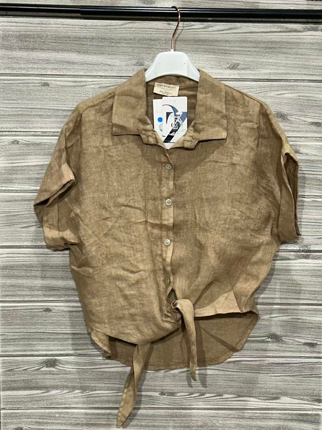 ZOPLSH3CM Pure Linen Short Sleeve Shirt Caramel