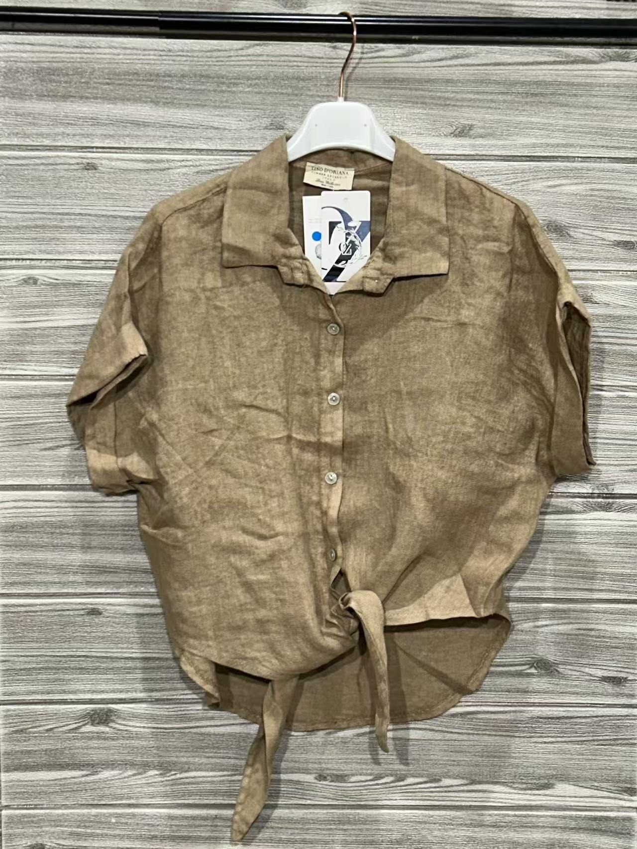 ZOPLSH3CM Pure Linen Short Sleeve Shirt Caramel