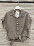 ZOPLSH3TP Pure Linen Short Sleeve Shirt Taupe