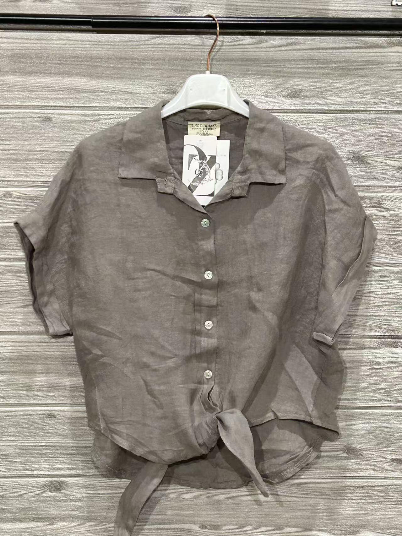 ZOPLSH3TP Pure Linen Short Sleeve Shirt Taupe