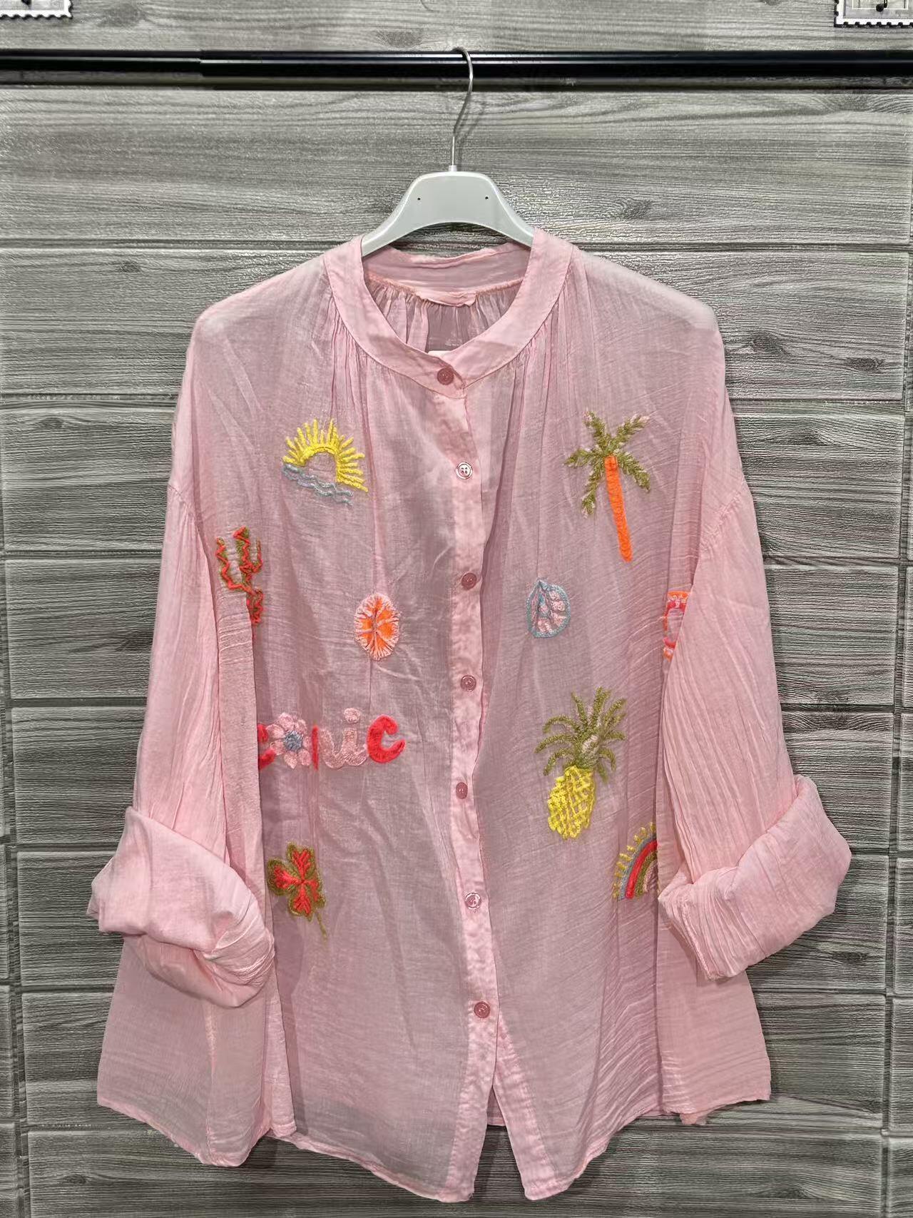 ZOPSIPCBL Printed Shirt In Pure Cotton Blush